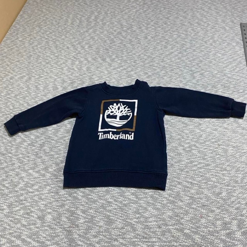 Navy blue Timberland kids sweatshirt with white logo, size 4T SKU-A683
